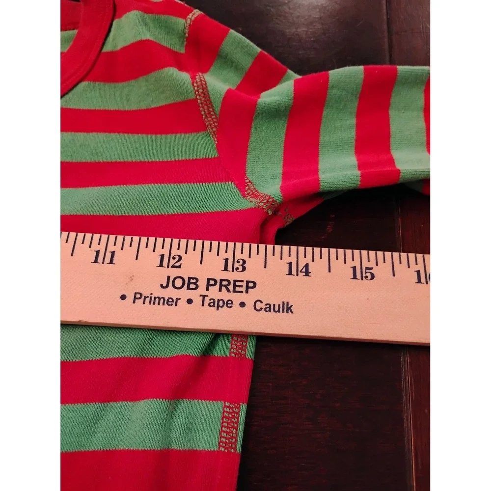 Hanna Andersson Kids Red Green Striped Organic Cotton Pajama Top Size 8 130cm